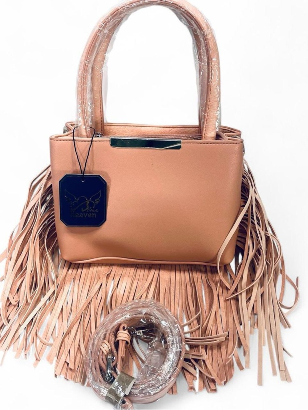 Blush Light Pink Fringe Purse - Fashionable Women’s Handbag crossbody New - Picture 4 of 6